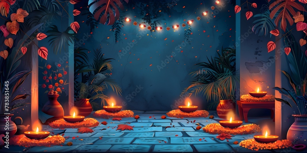 Anticipation and Excitement for the Vibrant Diwali with Lights Rangoli and Sweets Adorning the Cozy Home Setting