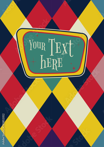 1960s Abstract Poster Template, Mid Century Modern Background. 60s Colors and Shapes 
