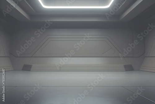 Wallpaper Mural Futuristic Minimalist Empty Room with Sleek Wall Design and Tiled Floor in Sci-Fi Inspired Setting Torontodigital.ca