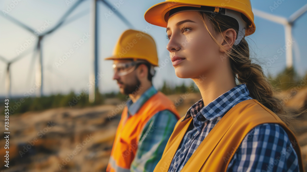 Engineers are working on installing wind turbines illustrate innovation in sustainability and clean energy. Engineers are working on installing wind turbines illustrate innovation in sustainability and clean energy.