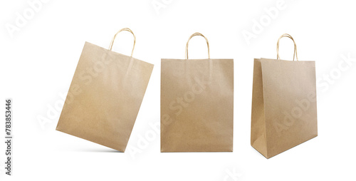 brown paper bag Shopping bags isolated on white background