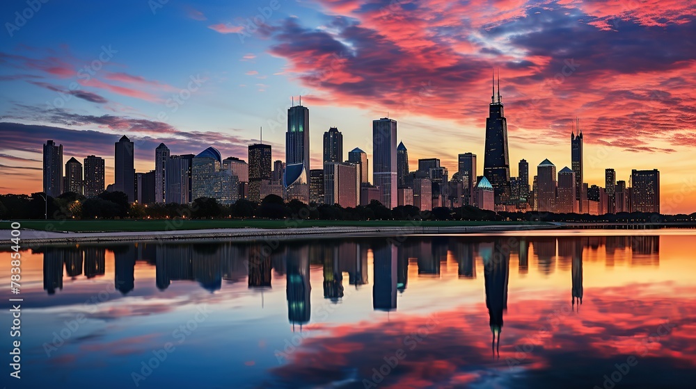 Chicago skyline pictures Generative AI