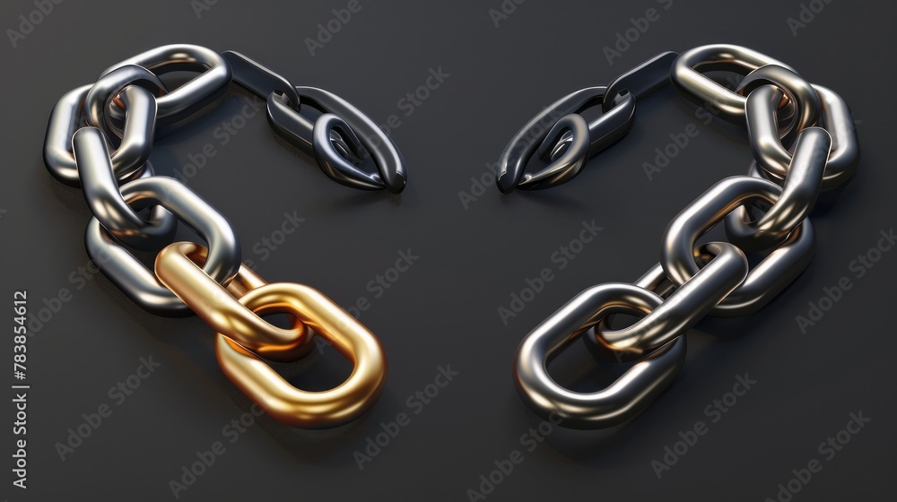 Fototapeta premium A detailed 3D realistic illustration of a chain or link icon, rendered in vector format for clear