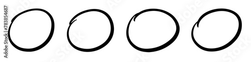 Set of Hand-Drawn Black Oval Circles
