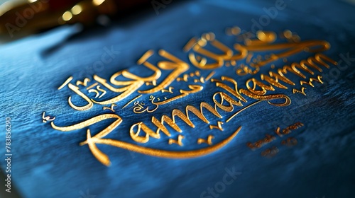 A close up of a blue book with gold lettering.