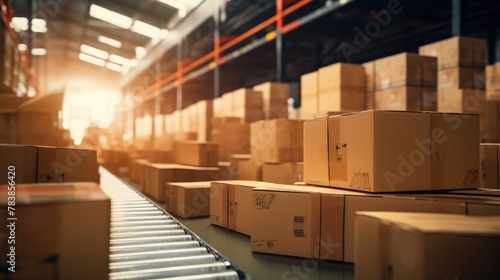 Efficient Warehouse Logistics: Boxes on Conveyor Belt