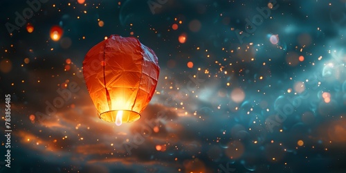 Glowing Lanterns Ascending into the Dreamlike Night Sky a Wish for Adventure Love and Untold Dreams Ahead