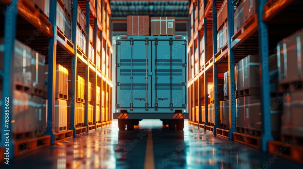 Naklejka premium A cargo freight truck in motion, effectively servicing delivery and logistics needs across regions