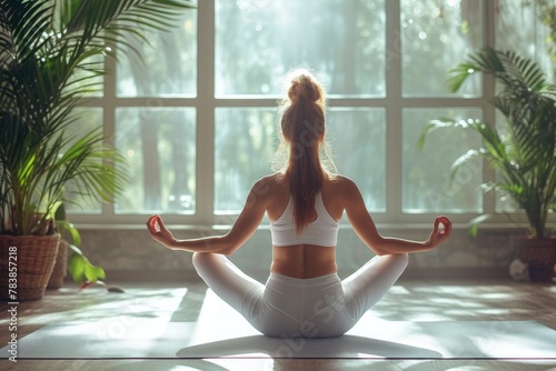 Serene Yoga Session: Woman in Tranquil Pose