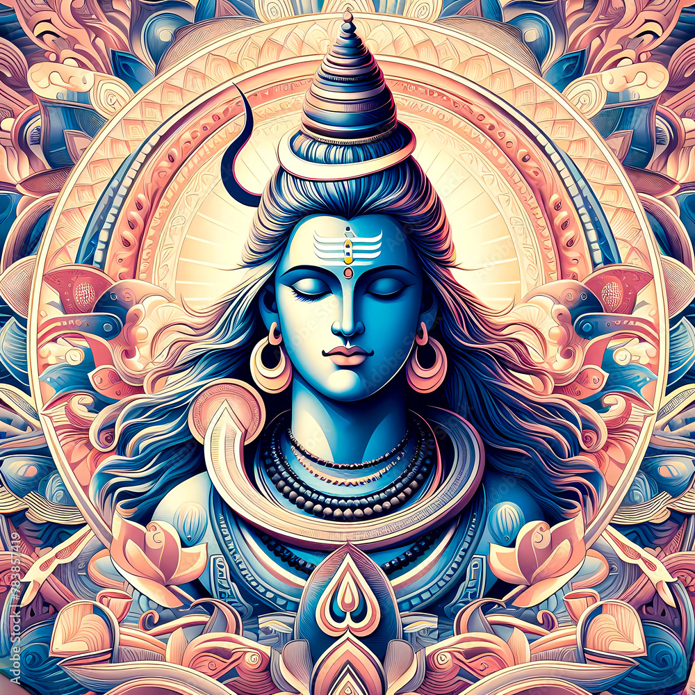 Wall art illustrations of Lord Shiva that are beautiful and sacred to Hindus. Wall art illustrations of Lord Shiva that are beautiful and sacred to Hindus.