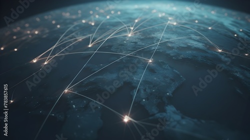 Interconnected Global Network Representing International and Digital Transformation