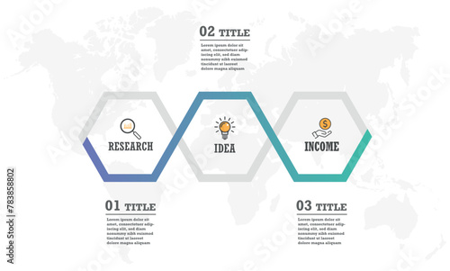 Polygon Business infographics process. Timeline infographics with 3 steps, and options. Vector chart.
