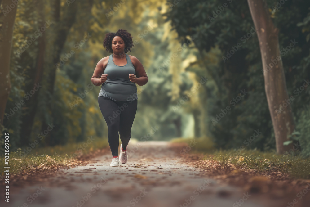 Body Positive Movement: Plus-Size Jogger on the Move Body Positive Movement: Plus-Size Jogger on the Move