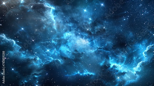 Space night sky blue background