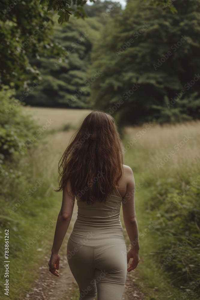 Eco Fitness: Woman Jogging Amidst Nature Eco Fitness: Woman Jogging Amidst Nature