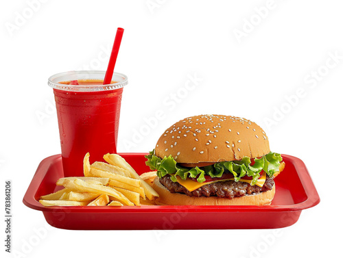 hamburger fries and drink