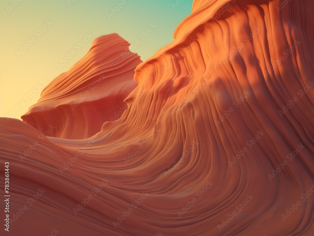 Undulating Canyons Sculpted by Time and Light - A Dramatic Sunset Landscape of Flowing Rock Formations