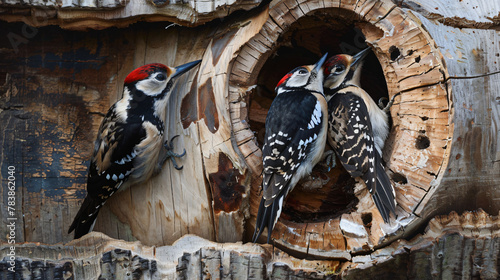 Woodpeckers wildlife animal with tree 