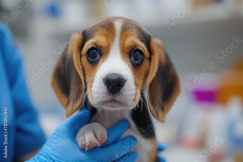 Professional Vet Checking Beagle's Health