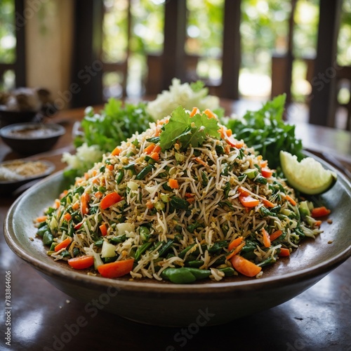 Sayur Urap (Balinese mixed vegetable salad with spiced grated coconut) photo