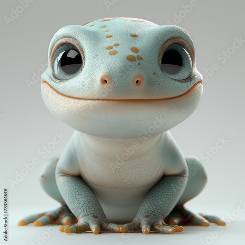 A cute and happy baby lizard 3d illustration