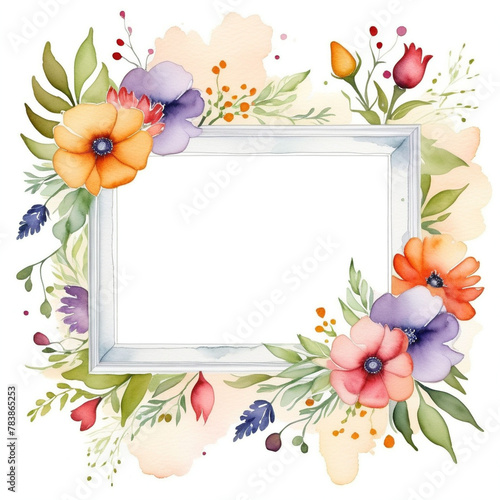 Flower frame  drawing. Illustration. 