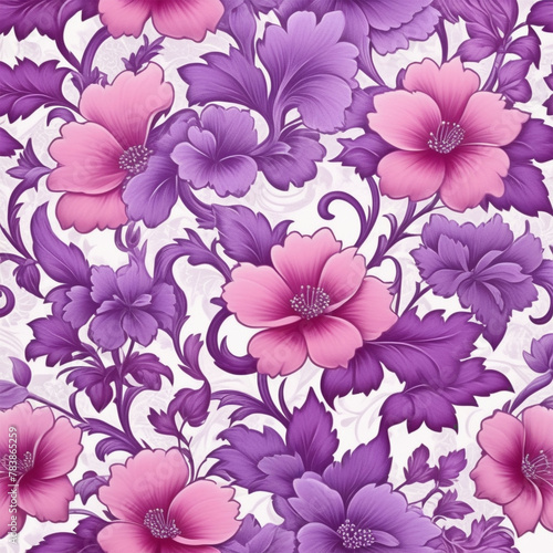 Flower background. Flira pattern, violet and pink flowers.  photo