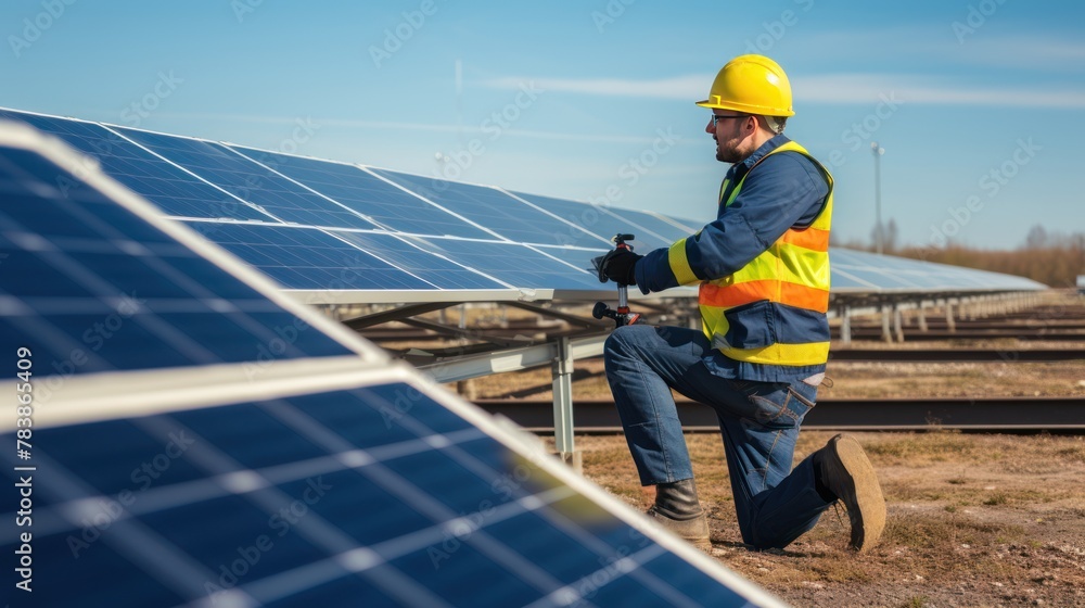 engineers are conducting outdoor inspection of solar photovoltaic panels engineers are conducting outdoor inspection of solar photovoltaic panels