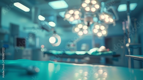 Blurring the Background in a operating room hospital concept blurred background light clear 3D rendering.