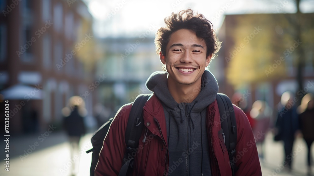 Fototapeta premium Student smiling at camera in university 