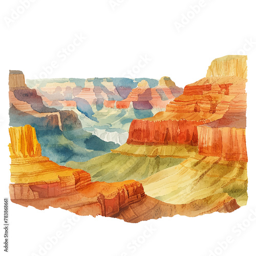 canyon lanscape vector illustration in watercolour style photo