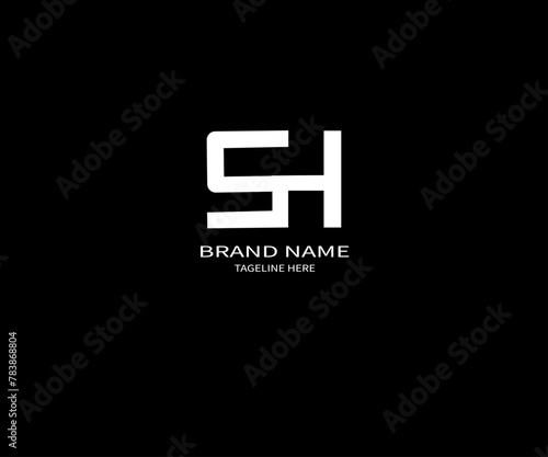 SH letter Logo design. Initials SH logo linked with circle and uppercase monogram logo. SH typography for technology, business and real estate brand logo design