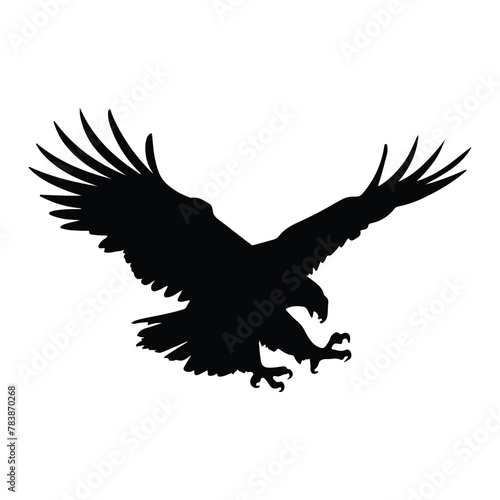 Black silhouette of a landing Eagle vector Art & Illustration © MstMonowara