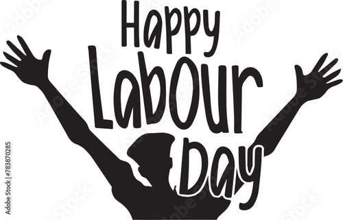1st May of Happy Labour Day silhouette vector, Vector of hand lettering composition of Happy Labour Day