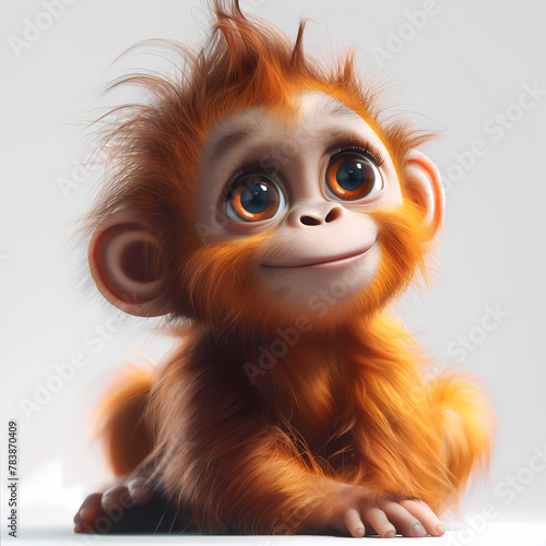 A cute and happy baby orangutan 3d illustration photo