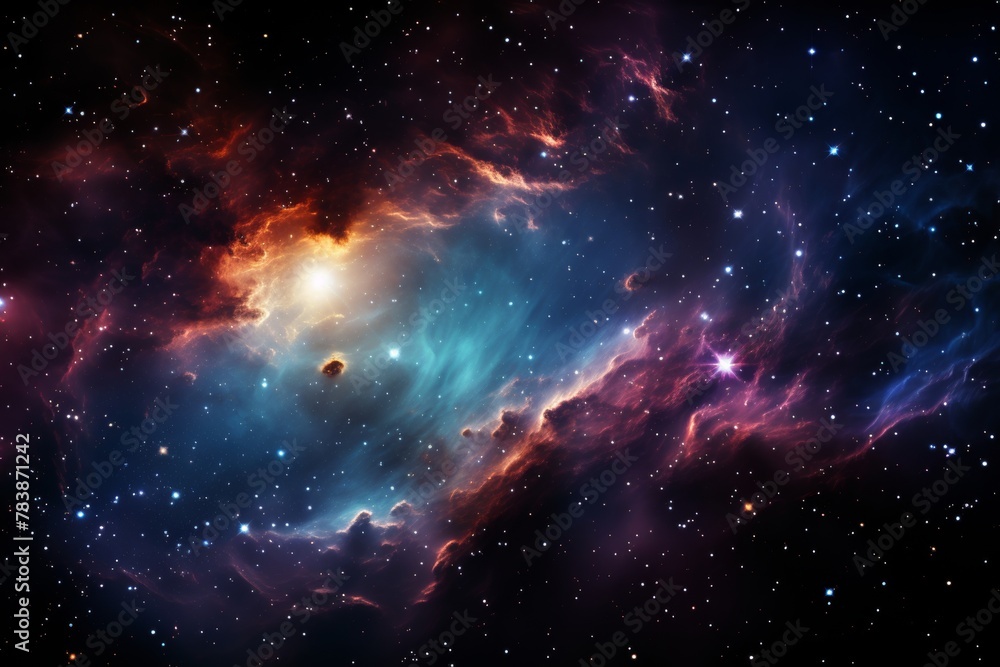 Create a stunning, high resolution image capturing the vibrant, cosmic beauty of a colorful galaxy, nebula, and supernova, evoking a sense of wonder and awe in the vastness of space.