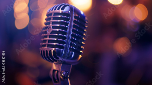 Close up of a retro microphone at a concert
