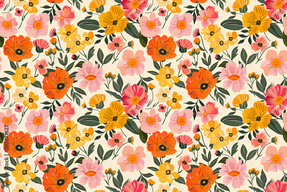 Vibrant floral display on a pastel background