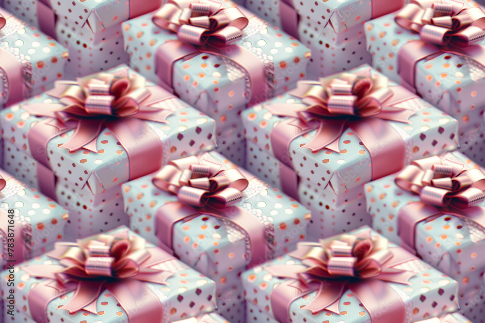 Gift boxes with pink ribbons pattern in 3D effect Gift boxes with pink ribbons pattern in 3D effect