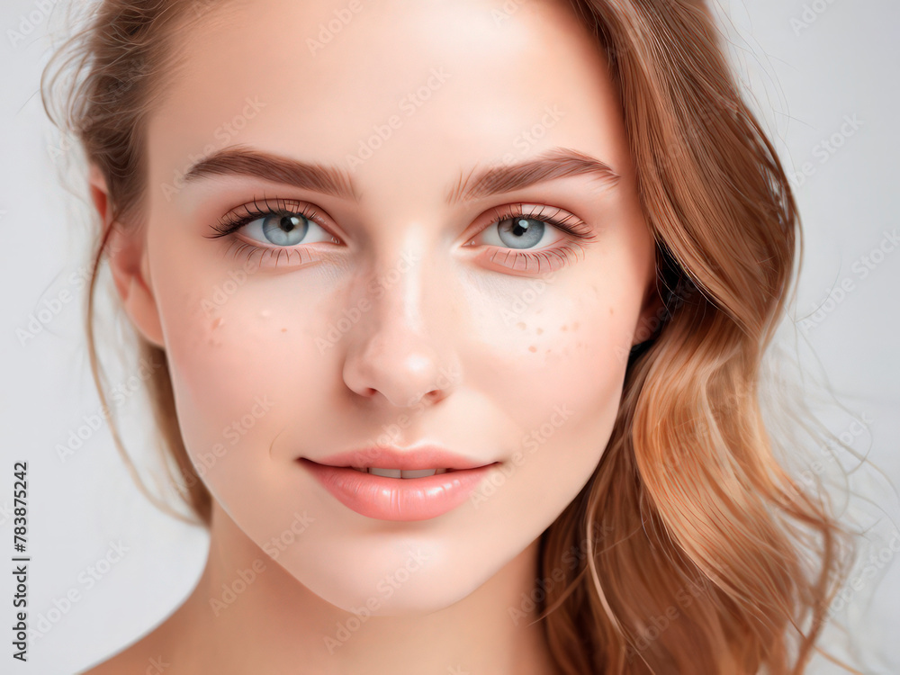 female face with problematic skin, pimples, freckles female face with problematic skin, pimples, freckles