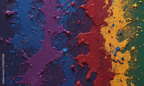 A detailed close-up view of the surface with the bright colours of the rainbow: red, orange, yellow, green, blue, indigo and purple.