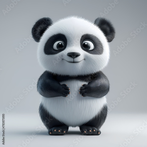 A cute and happy baby panda 3d illustration