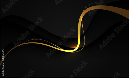 Abstract golden lines curve black shadow overlap with blank space design modern luxury futuristic creative background vector