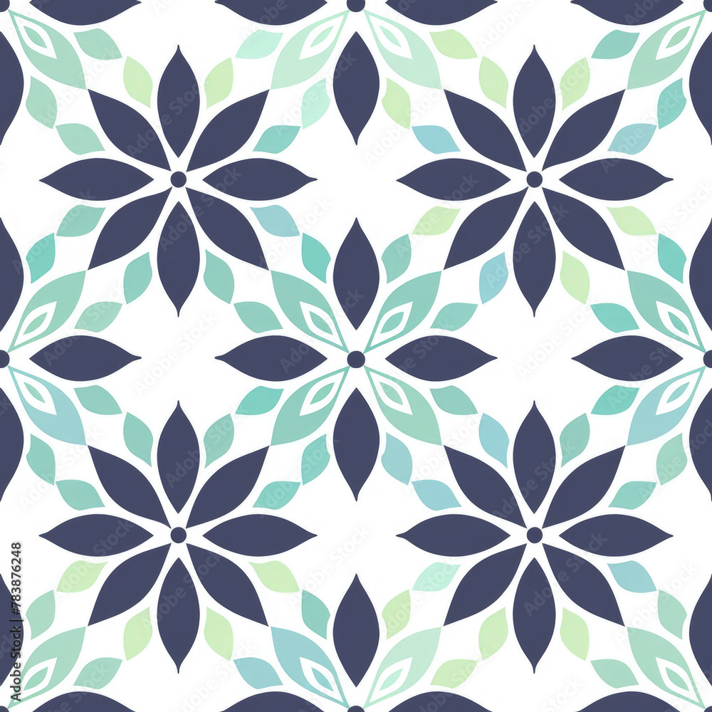 generate a seamless texture of a flower pattern Mint green, navy blue and light blue On a white background generate a seamless texture of a flower pattern Mint green, navy blue and light blue On a white background
