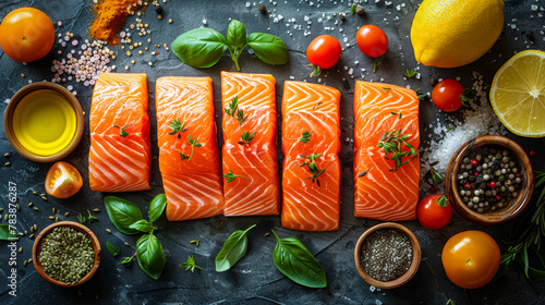Omega-3 power: Fresh salmon on the table