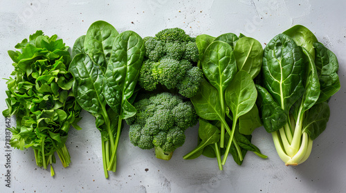 Green Superfood: Healthy vegetables like spinach and broccoli for vitamins and nutrients