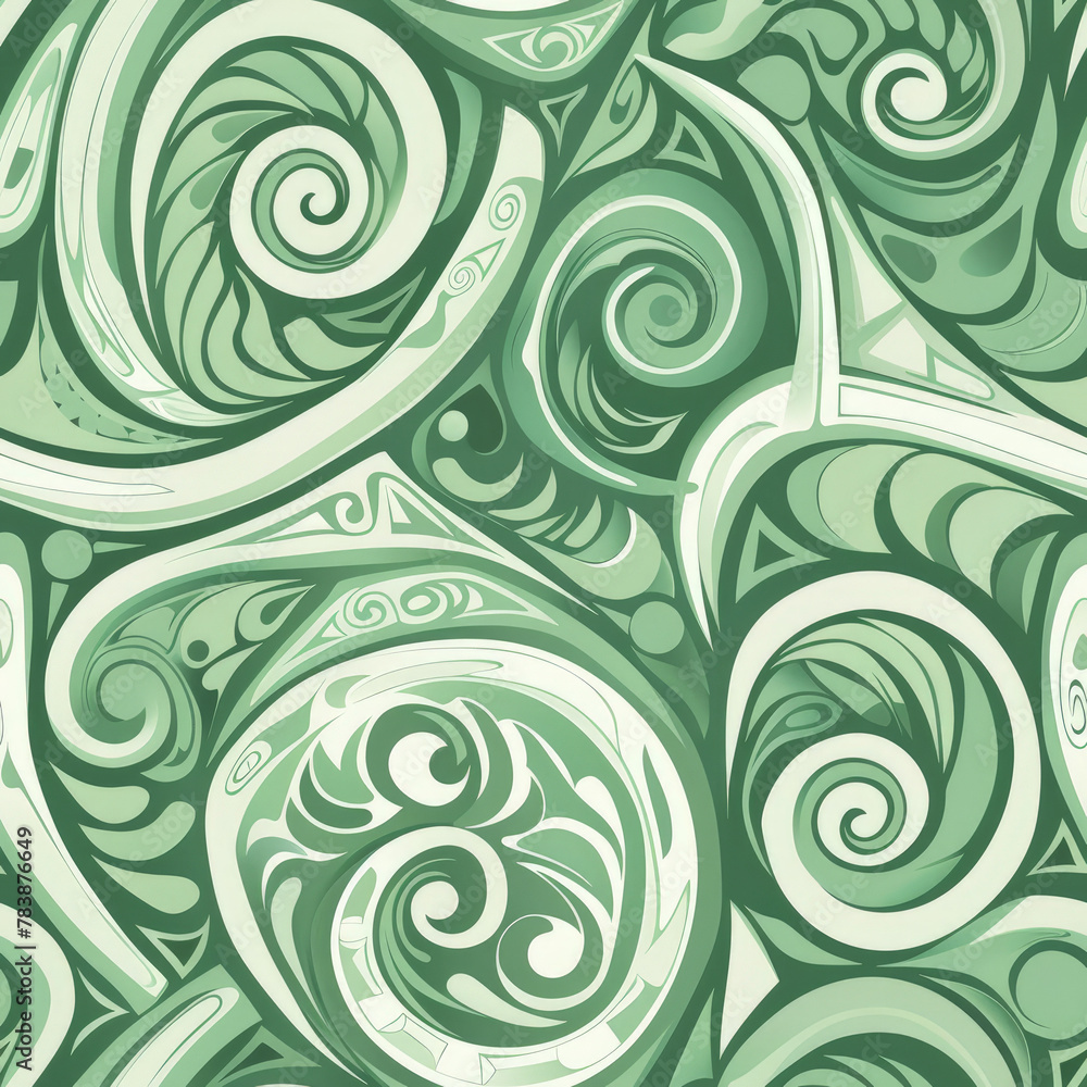 Obraz premium Maori Patterns, green, pastel background