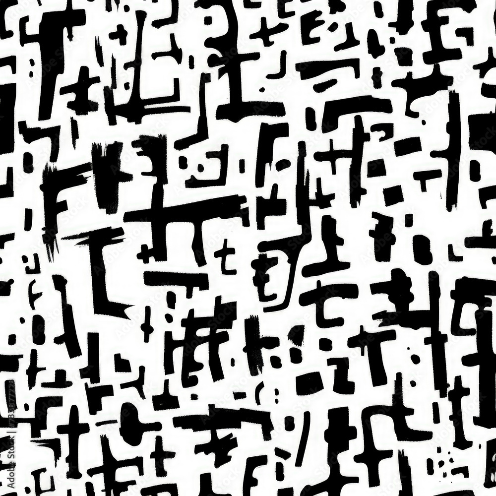 pattern of abstract glyphs resembling an undecipherable script, using black strokes on a pure white background pattern of abstract glyphs resembling an undecipherable script, using black strokes on a pure white background