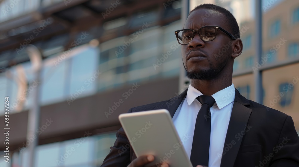 African American Business Man Using Tablet hyper realistic African American Business Man Using Tablet hyper realistic