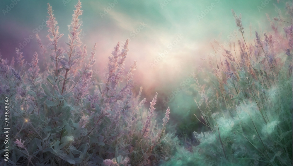 A whimsical abstract light effect texture in pastel shades of mint green, baby pink, and soft lavender, evoking the enchanting charm of a magical wonderland.